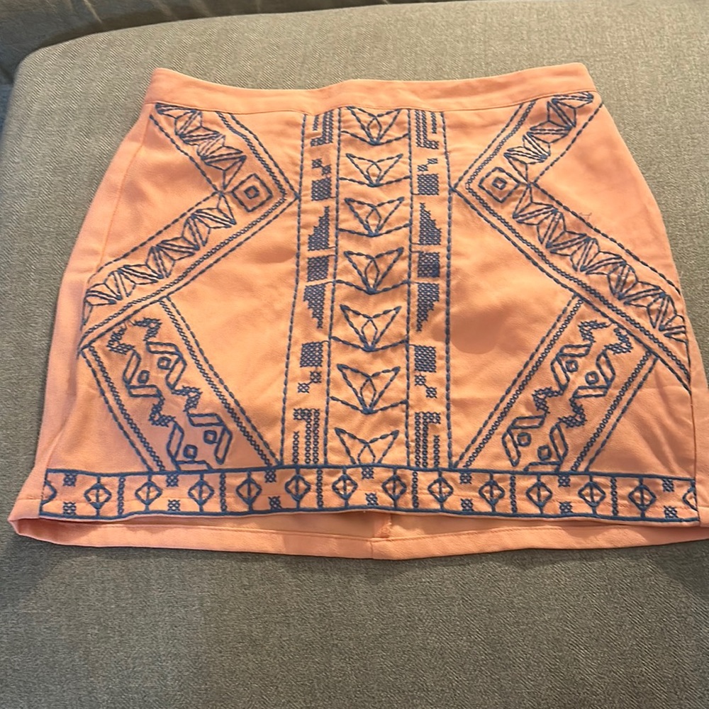 Beautiful creamsicle orange and blue mini skirt